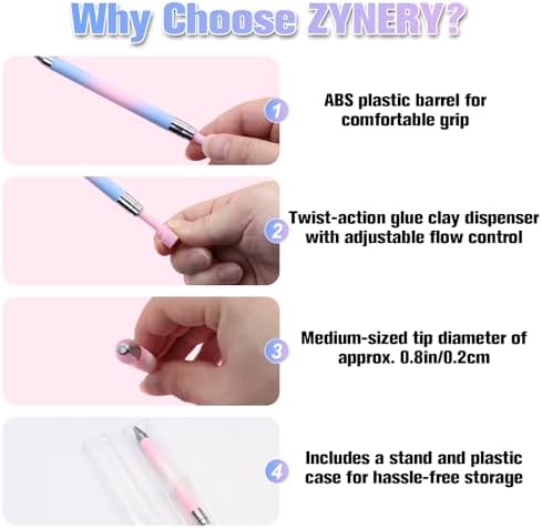 ZYNERY 2PCS Diamond Art Pen, Diamond Painting Pens Refillable, Glue Clay Pens for Rhinestones, Gem Art Rhinestone Picker Tool for 5D Gem Painting Includes 12 Glue Clay Refills