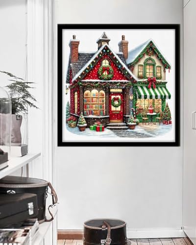 askkqtx Christmas Stamped Cross Stitch Kits for Adults 14x14 Inch
