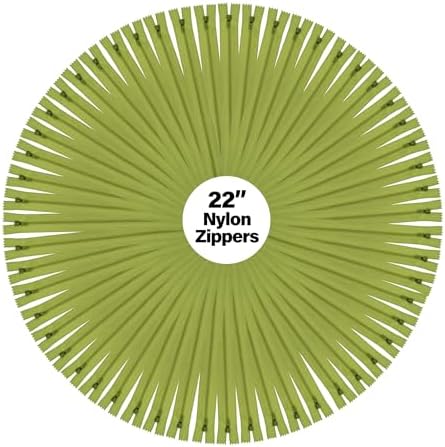 Mandala Crafts 60 PCs Dill Green Closed-End 22 in Nylon Zippers for Sewing