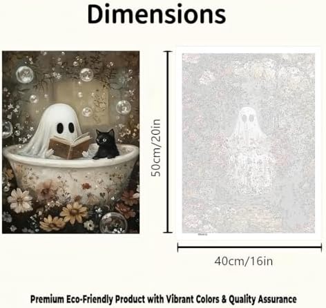 CraftBliss Halloween Reading Ghost Paint by Numbers Kit for Adults, DIY Paint by Numbers Kits for Adults Beginners Without Frame, Acrylic Paint Canvas Painting Kits Art Home Decor 16x20 Inch
