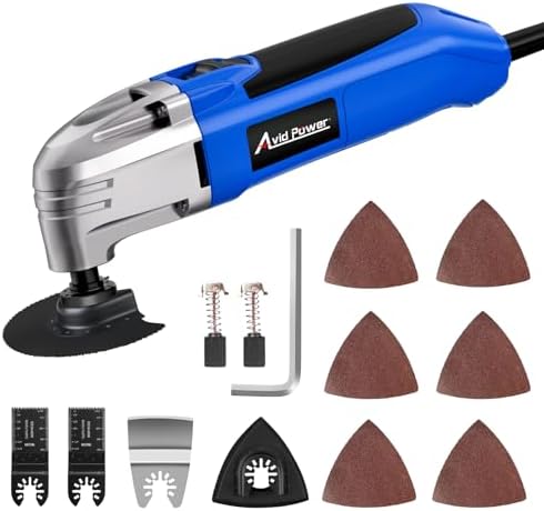 AVID POWER Oscillating Tool 3°Oscillation Angle 22,000 OPM Oscillating Saw | Universal Interface, 12 Oscillating Multi Tool Accessories, for Light Duty Cutting, Grinding, Sanding, Scraping - Blue