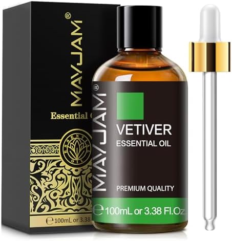 MAYJAM Vetiver Essential Oil for Diffuser Soap Candle Making, 3.38FL.OZ