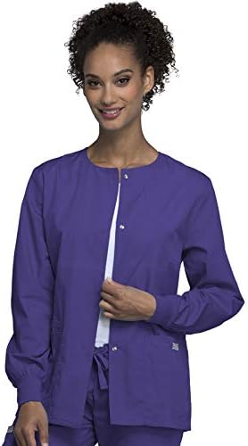 Cherokee WW Originals Scrubs Jacket for Women Snap Front 3 Pockets