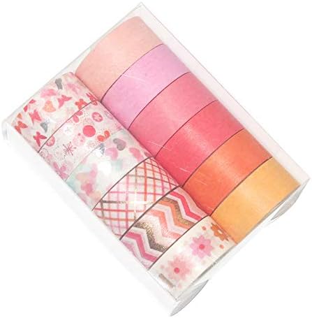 YUBBAEX 12 Rolls Pink Gold Washi Tape Set Masking Decorative Tapes (Pink Mix)