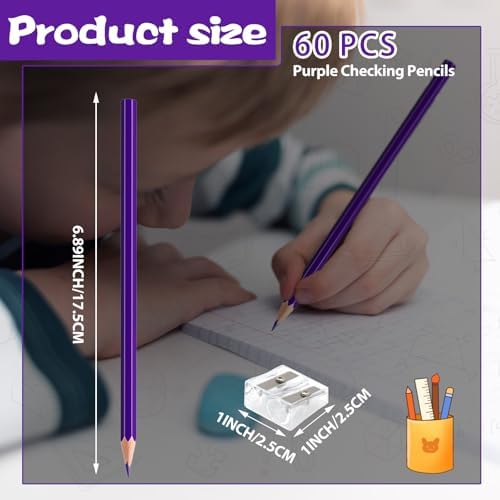 60 Pack Bulk Purple Colored Pencils for Kids, Pre-sharpened Art Pencils Back to School Supplies Set, Drawing Sketching Pencils for Students, Teachers, Classroom