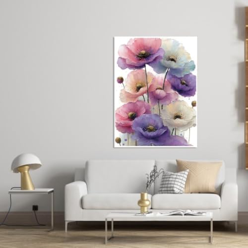 KYOQFVN Flowers 5D Diamond Art Kits for Adults, Flower Diamond Painting Kits for Adults Beginners, DIY Full Drill Round Gem Art with Diamond dots for Home Wall Decor 12 X 16 Inch