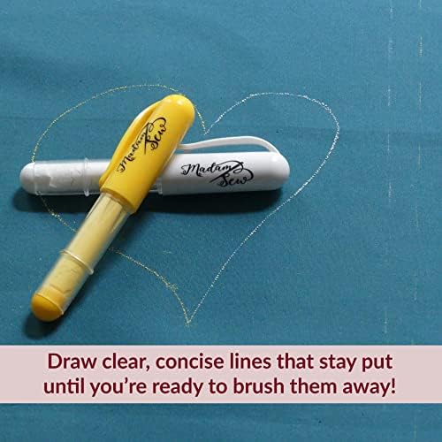 Madam Sew Refillable Tailors Chalk for Fabric - Washable Fabric Markers for Sewing and Quilting with Dosing Wheel, Tailor Chalk Pen for Precise Marking on Cotton, Knit, Suede [Red]