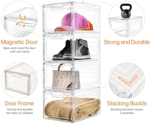 10 Pack Clear Storage Bins with Lids, 19 Qt Closet Organizers and Storage