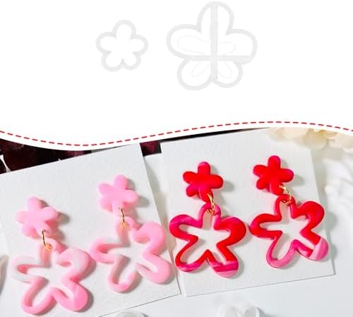 Xaekicr 2PCS Flower Polymer Clay Cutters – Floral Clay Earring Cutters for Spring Jewelry, Cute Clay Tools for Polymer Clay Crafts and DIY Gift Making