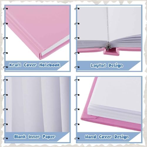 Henoyso 8 Pcs A5 Blank Notebook Journal Hardcover Sketchbook, 8.3 x 5.7 in