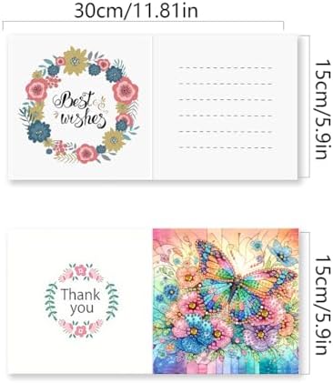 Diamond Art Cards with Envelopes–6PCS DIY Diamond Painting Greeting Cards Kit | Card Making Kit with Bling for Adults & Beginners | Birthday,Holiday & Thank You Cards (Flower Butterfly and Dragonfly)