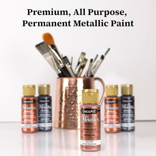 DecoArt Americana Dazzling Metallics Acrylic Paint Set – Starter Set, 9 Bottles (2 fl oz) – Craft Metallic Paints for Canvas, Wood & DIY Projects