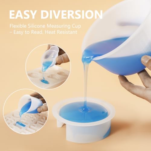 KISREL Silicone Measuring Cups for Resin, Resin Supplies with 600&100ml Cups, Resin Mixing Cups, Silicone Stir Sticks, Epoxy Mixing Cup