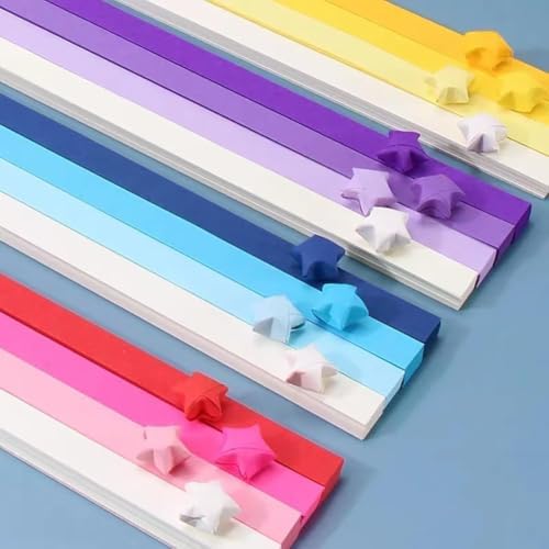 540Pcs Origami Star Paper Strips, Double-Sided Colored Paper for DIY Lucky Stars, Pre-Cut Wishing Star Craft Kit (Green, 1)