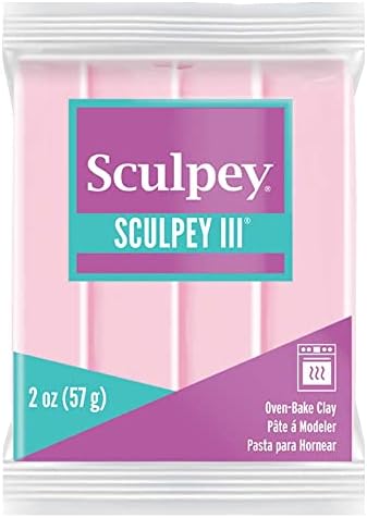 Sculpey III® Polymer Oven-Bake Clay, Ballerina Pink, Non Toxic, 2 oz. bar, Great for Modeling, Sculpting, Holiday, DIY, Mixed Media and School Projects.Perfect for Kids & Beginners! | Polymer Clay, Perfect for Jewelry, Home Decor, and General Crafting