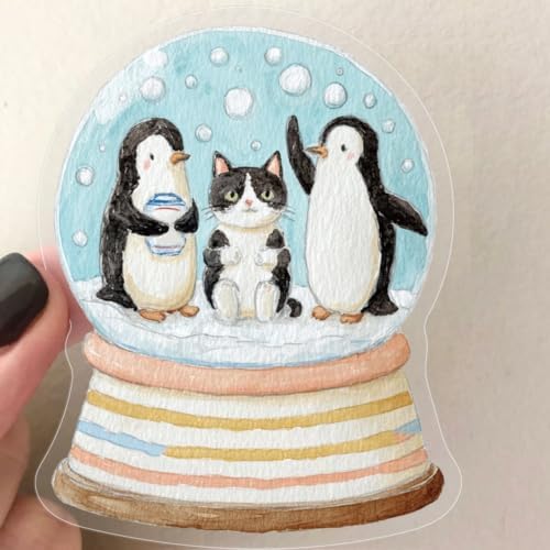 50PCS Transparent Cat Stickers, Fun Cute Cat Stickers | Waterproof Clear Cartoon Pet Stickers for Laptop, Water Bottle, Scrapbook, Guitar, Luggage, Cute Meme Kitten DIY Crafts