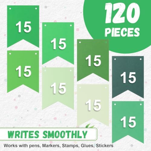 MixTeach 120 pcs Paper Banner Flags Cutouts Green Color Swallowtail Banner