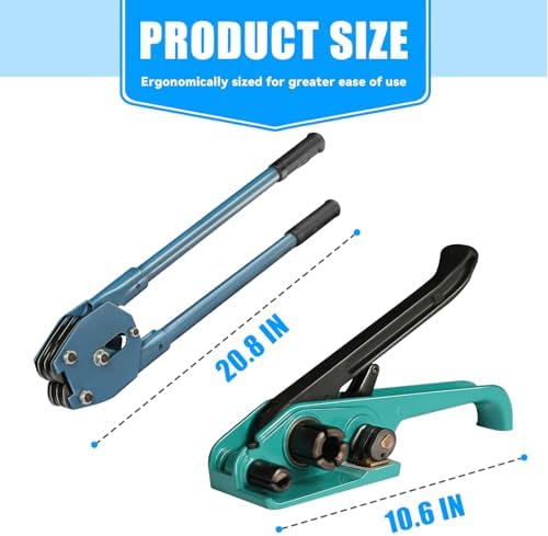 Heavy Duty Banding Strapping kit Contain 5/8"x 1000' Polyester (PET) Packaging Straps & 200 Metal Seals 100 Plastic Edge Protectors Tensioner with Cutter Sealer Tool
