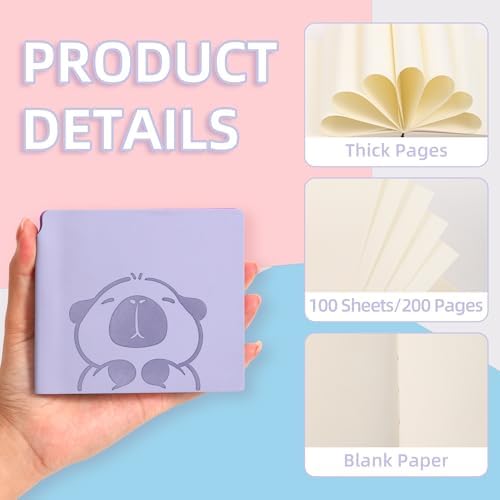 3 Pack Mini Capybara Blank Notebook Cartoon Pocket Unlined Sketchbook