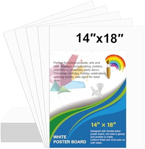 100 Pcs White Poster Board Paper 14x18, ROOKEA Blank Graphic Display Vision Boards Bulk for School Arts Classroom Crafts Projects Presentations Drawing Scrapbooking