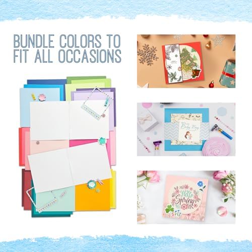 6 x 6 Inch Sqaure Blank Cards with Envelopes 100LB Folded Greeting Cards 24 Assorted Colors 48 Thick Plain Card Stock for Card Making, Photo Cards, Embroidery