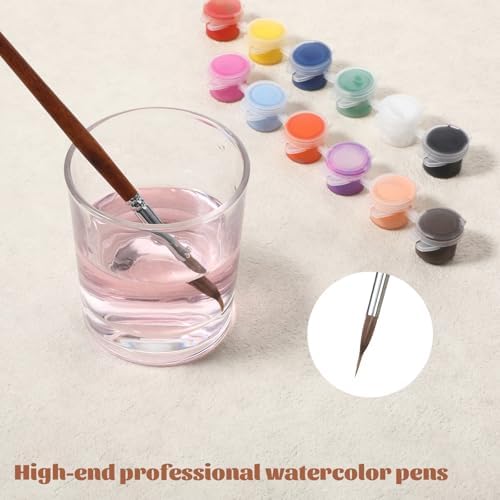 2 Pcs Extended Needle Point Watercolor Brushes, 8.6 & 8.8 Inch Synthetic Extra Long Pinhead Liner Brush, Fine Tip Paintbrush for Watercolor Acrylic Gouache Ink Painting (Wood Color)