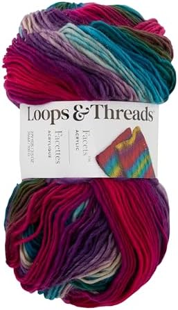 Loops & Threads Facets Yarn - Yarn for Knitting, Crochet, Weaving, and Arts & Crafts - Multi, Acrylic, 3.5 oz