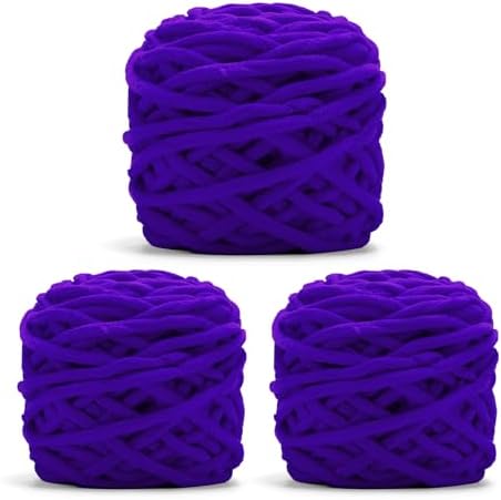 Dark Purple Chunky Chenille Yarn, #6 Super Bulky, 10.5 oz/216 Yards