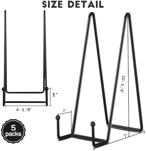 IBosins 5-Pack 10-Inch Plate Holder Display Stands Black Metal Frame Stand