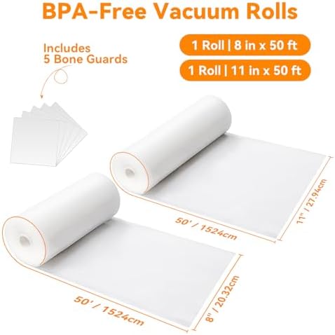 Wevac Vacuum Sealer Bags for Food 8x50 11x50 2 Rolls Fit Food Saver Machine