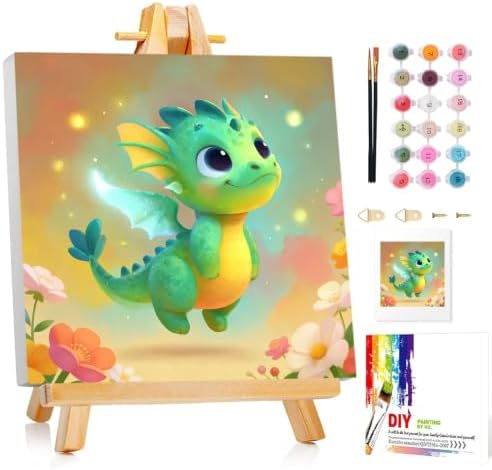 Mandun Dragon Paint by Numbers Kit for Kids, 8x8 inch