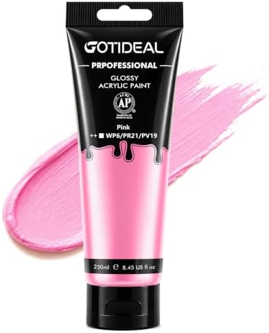 GOTIDEAL Pink Acrylic Paint, Pink Paint (250ml / 8.45oz) Tube