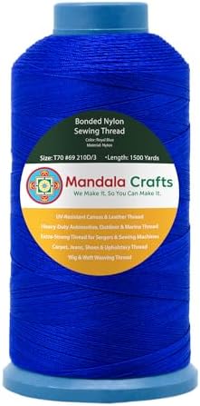Mandala Crafts Size 69 210D T70 Royal Blue Bonded Nylon Thread, 1500 YDs
