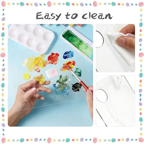 Hulameda 2Pcs Acrylic Clear Paint Palette with Thumb Hole,11.8 x 7.9In