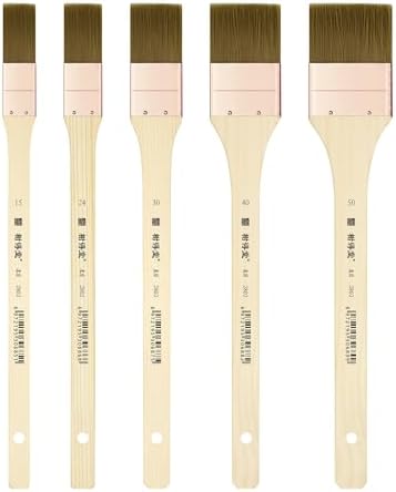 XDT#2802 Hake Brush 5Pc Set- Flat Watercolor Brush with Nylon Hair,Versatile Hake Paintbrush for Painting & Broad Strokes
