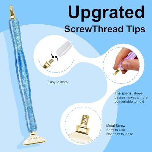 24pcs Diamond Art Pen Set with Metal Tips, Diamond Painting Accessories and Tools Kit for Adults(Three Pen + 12 Tips + 9 Dotting Clay)