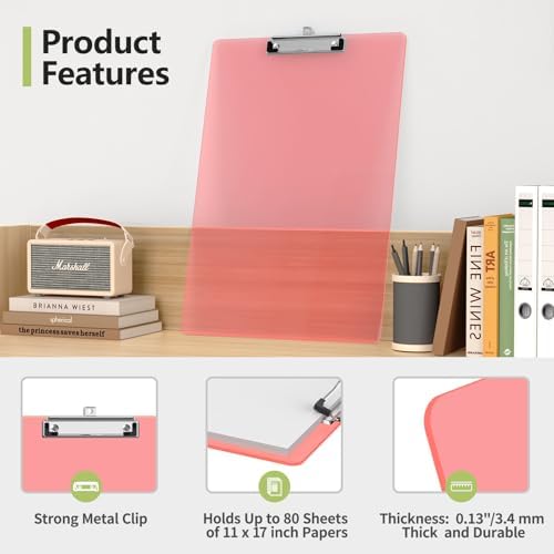 Extra Large Clipboard, 11 x 17 Pink Plastic Drawing Board