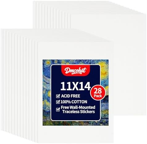 Canvas for Painting - 28 Pack 11x14 Painting Canvas Boards,Free Wall-Mounted Traceless Stickers,Suitable for Painting Supplies, Acrylic, Oil, Watercolor, and Tempera.