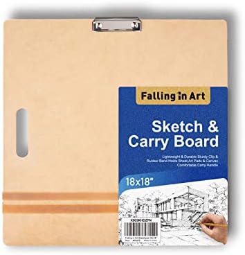 Falling in Art 18x18 Sketch Board with Sturdy Clip &Rubber Bands | Professional Art Drawing Board, Portable Artists Clipboard for Classroom and Studio Drawing