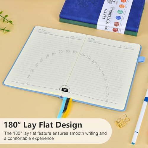 Lined Notebook 5.9"x8.5", Hardcover Leather Journal for Women Men,160 Pages | Medium Size 100 Gsm Writing Journal, Leather Journaling Notebooks for Work School Business Travel Note taking & Daily Diary