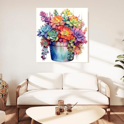 EIBEILI Diamond Painting Kits for Adults DIY 5D Diamond Art Paint with Round Diamonds Full Dril Gem Succulents Art Painting Kit for Home Wall Decor Gifts 12x12inch