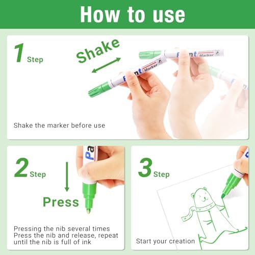 DAPAWIN Oil Based Paint Pen: Permanent Paint Marker, Quick-Dry, Waterproof Paint Set of 24 for Metal, Wood, Easter egg, Rock Painting, Glass, Fabric, Ceramic, Mug, Plastic, Stone, Christmas Stencil