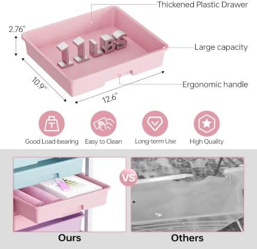 SYKIARIOL Rolling Storage Cart with Drawers, 8 Drawers Cart, Ice Cream | Utility Cart With Drawers,Rolling Storage Cart for Living Room,Classroom,Bedroom,Bathroom,Dorm,Office, Ice Cream