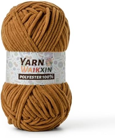 Soft Chenille Yarn for Crocheting, Fluffy Chunky Crochet Yarn for Baby Blanket, (1.76oz/65.6yds) Fuzzy Velvet Yarn for Amigurumi&DIY Puzzle、Crafts、Scarf(Light Tan)