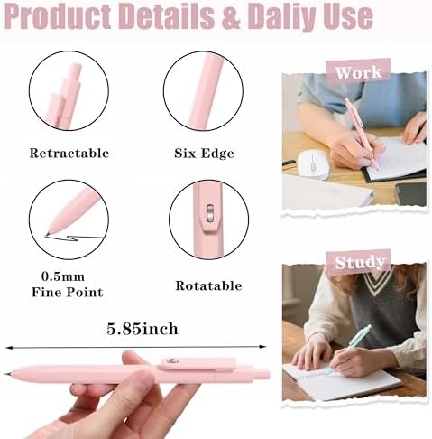 Vitoler Pens, 8 Pack 0.5mm Fine Point Cute Gel Pens with Fidget Quick Dry