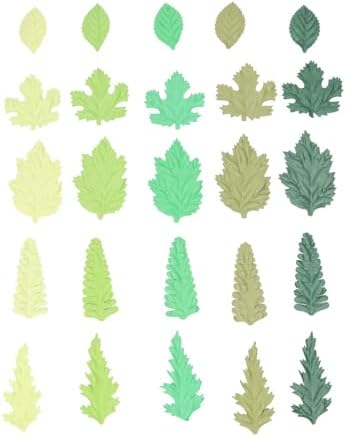 100 pcs Mulberry Paper Leaves DIY Craft Scrapbooking Wedding DIY Craft Supplies Card (Mixed Leaves Green Tone)