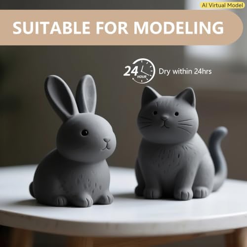 VIBRATITE 10LB Air Dry Clay, Dark Gray Modeling Pottery Clay Bulk | Easy to Shape for Hand Building, Wheel Throwing, Sculpting, DIY Crafts, Classroom Art Projects, Ideal for Beginners & Artists