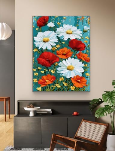 ZRIZQ Paint by Numbers Kit for Adults Beginner Flowers,Daisy,16x20