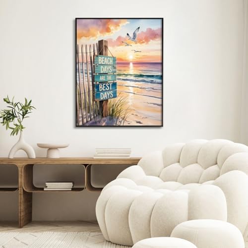Paint by Numbers Kit for Adults, Beach DIY Acrylic Painting Kit, 16x20 Inch