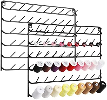 YBING Thread Holder Wall, 2 Pack 54 Spools Thread Rack, Black